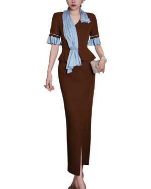 BURRYCO Short Sleeve Maxi Dress - Brown