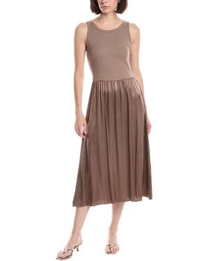Michael Stars Bridgette Mixed Media Midi Dress - Brown