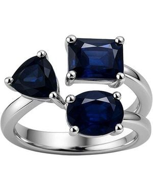Jewels by Viomo 18K 2.86 Ct. Tw. Sapphire Mixed Shape 3-Stone Ring - Blue