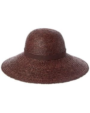 Bruno Magli Wide Brim Round Crown Straw Sun Hat - Brown