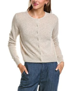 Forte Basic Cropped Button 100% Cashmere Cardigan - Grey