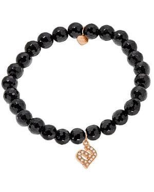 Jane Basch 14k Rose Gold Diamond & Onyx Initial Stretch Bracelet (a-z) - Black