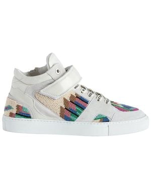 Zadig & Voltaire Mid Flash Folk Beads Leather Sneaker - White
