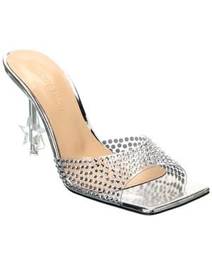 Mach & Mach Crystal-Embellished Star Vinyl & Leather Mule - White
