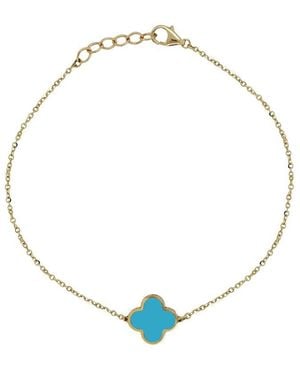 Italian Gold 14K Clover Bracelet - Metallic