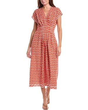 Max Studio Cap Sleeve Front Tuck Midi Dress - Red