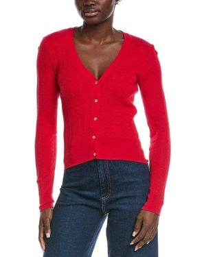 Autumn Cashmere Pointelle Cardigan - Red