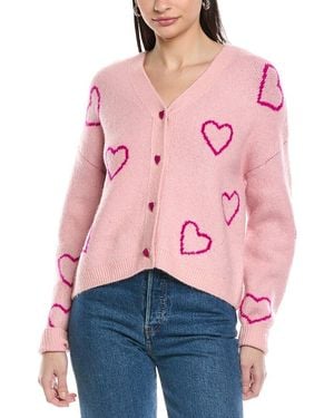 Cece Heart Jacquard Cardigan - Pink