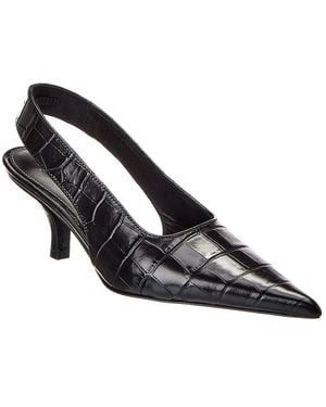 TOTEME Croc-Embossed Leather Slingback Pump - Black