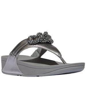 Fitflop Lulu Beaded Chain Leather Toe Post Sandal - Metallic