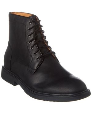 Brass Mark Plain Toe Leather Boot - Black