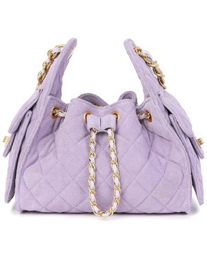 Tiffany & Fred Paris Soft Quilted Suede Shoulder Bag - Purple