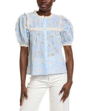 Stellah Embroidered Blouse - Blue
