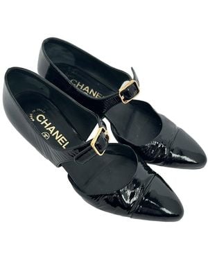 CHANEL Resin Almond-Toe Mary Jane Pump (Authentic Pre-Loved) - Blue