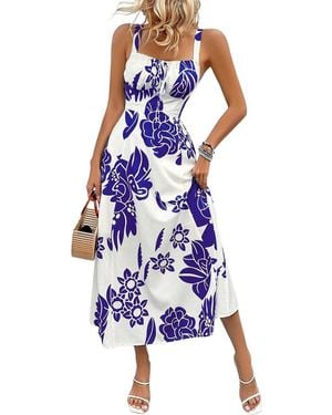 Kayla Paris Printed Midi Dress - Blue