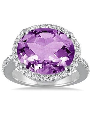 Gem Spark 14K 8.30 Ct. Tw. Diamond & Amethyst Ring - Purple