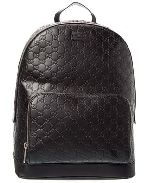 Gucci Gg Leather Backpack - Black