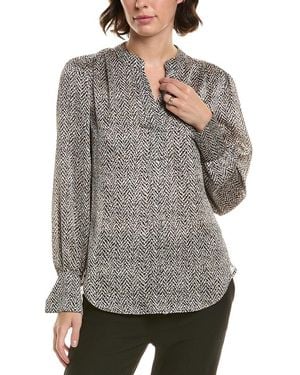 Anne Klein Pleated Blouse - Gray
