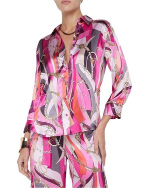L'Agence Dani 3/4-Sleeve Silk Blouse - Pink