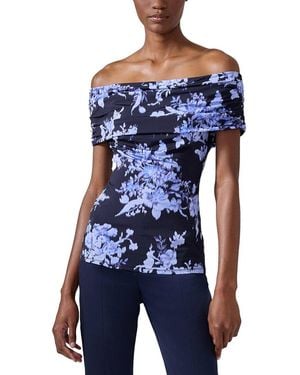 Carolina Herrera Off Shoulder Gathered Top - Blue
