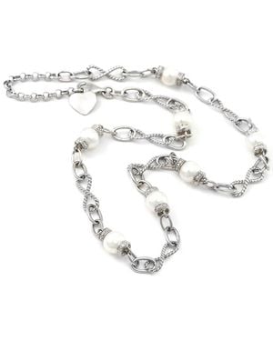 Gemstones 0.09 Ct. Tw. Diamond 7-8Mm Pearl Necklace - White