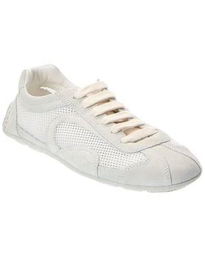 Prada Montecarlo Suede & Mesh Trainer - White