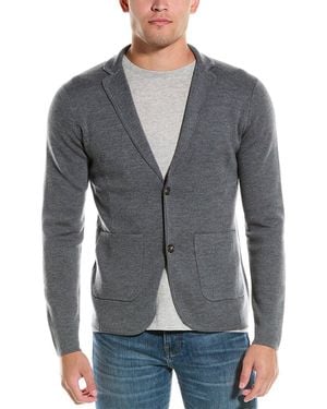 Bruno Magli Milano Stitch Suede Trim Wool Blazer - Grey