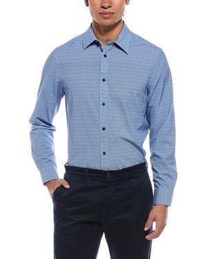 Report Collection 4-Way Printed Woven Sport Shirt - Blue