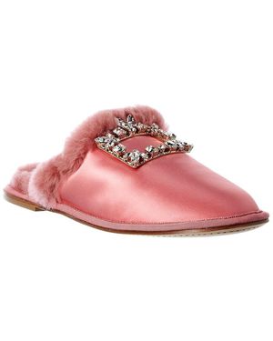 Roger Vivier Hotel Vivier Broche Satin Mule - Pink