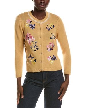 tyler boe Flora Embroidered Wool-Blend Cardigan - Brown