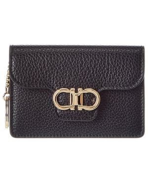 Ferragamo Gancini Leather Card Holder - Black
