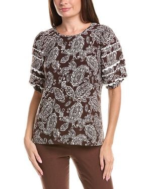 Jones New York Elbow Rick Rack Sleeve Top - White