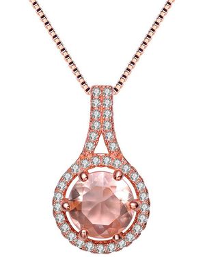 Genevive Jewelry 14k Rose Gold Vermeil Cz Necklace - Pink