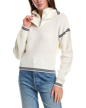 Rowing Blazers Double Collar 1/4-zip Wool-blend Pullover - Blue