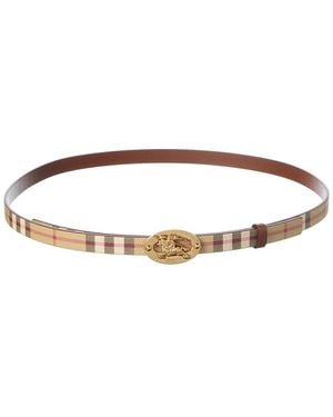 Burberry Check Reversible Check E-Canvas & Leather Belt - White
