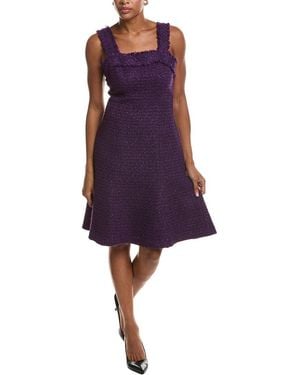 St. John Wool-Blend Tweed Midi Dress - Purple