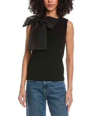 Laundry by Shelli Segal Organza Bow Sweater Vest - Black