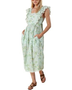 Hale Bob Printed Eyelet Midi Dress - Green