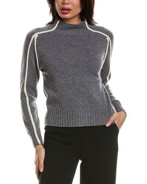Hannah Rose Merino Wool Funnel Neck Sweater - Gray