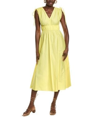 Maison Tara Solid Stretch Poplin Midi Dress - Yellow