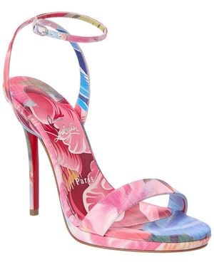 Christian Louboutin Miss Z Queen 100 Canvas Sandal - Pink