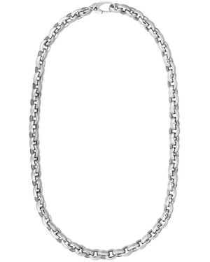 Italian Silver Cable Inlay Rolo Chain Link Necklace - White