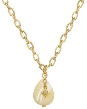 Rachel Reinhardt Jewelry 25Mm Pearl Cz Pendant Necklace - Metallic
