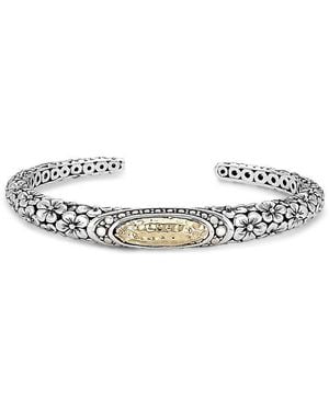 Samuel B. 18K & Hammered Floral Bangle Bracelet - White