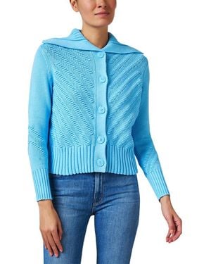 Kinross Cashmere Diagonal Knit Cardigan - Blue