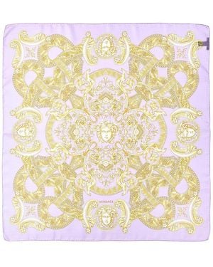 Versace Barocco Print Silk Scarf - Metallic