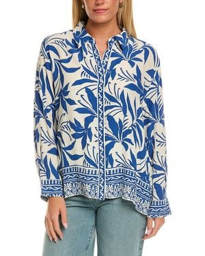 Velvet By Graham & Spencer Sienna Long Sleeve Woven Top - Blue