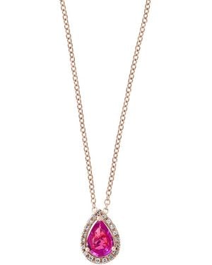 Effy Fine Jewelry 14K Rose 0.77 Ct. Tw. Diamond & Sapphire Necklace - Multicolour