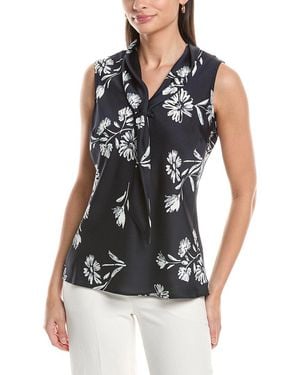 Tahari Hammered Satin Top - Black