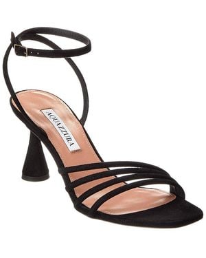 Aquazzura Latour 75 Suede Sandal - Black